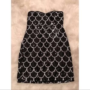 Strapless sequin dress